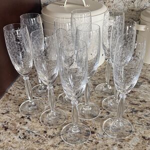 Elegant Clear Crystal Champagne Flutes Set